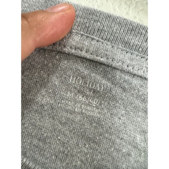 Men's Women's Gray T-Shirt Short Sleeve Santa Claus Holiday Christmas M - Picture 5 of 6